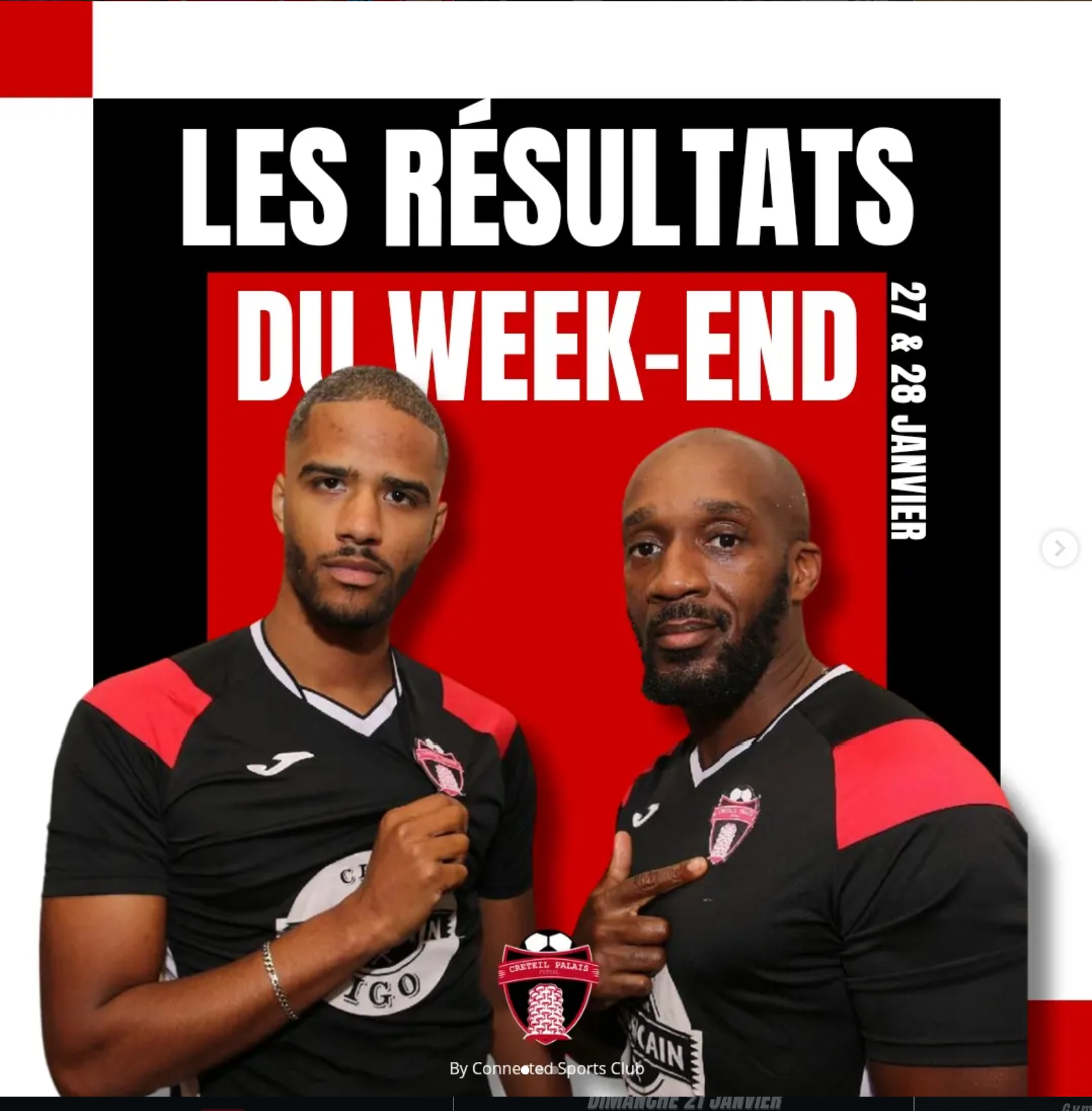 Visuel officiel « Les résultats du week-end » du Créteil Palais Futsal